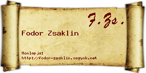Fodor Zsaklin névjegykártya
